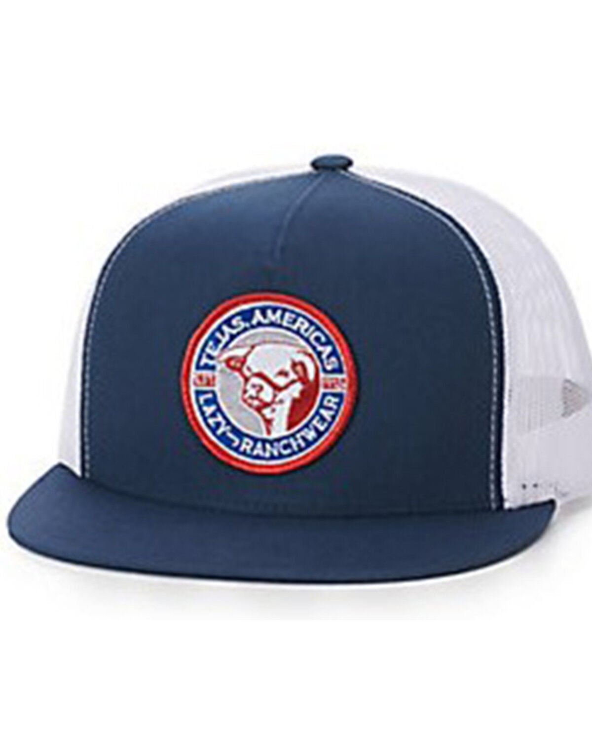 Image #1 - Lazy J Ranch Men's Navy Tejas Americas Round Patch Mesh-Back Ball Cap, Navy, hi-res