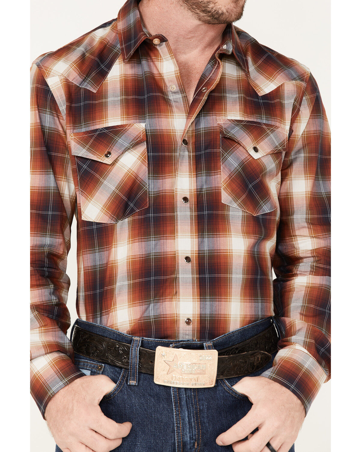 Image #3 - Pendleton Men's Bishop Large Plaid Long Sleeve Western Shirt, Rust Copper, hi-res