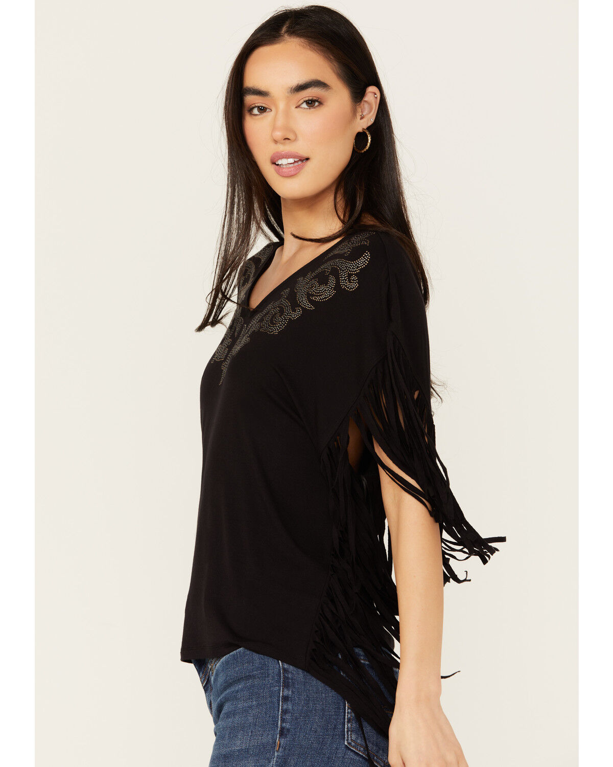 Image #2 - Idyllwind Women's Milner Fringe Short Sleeve Studded Shirt, , hi-res