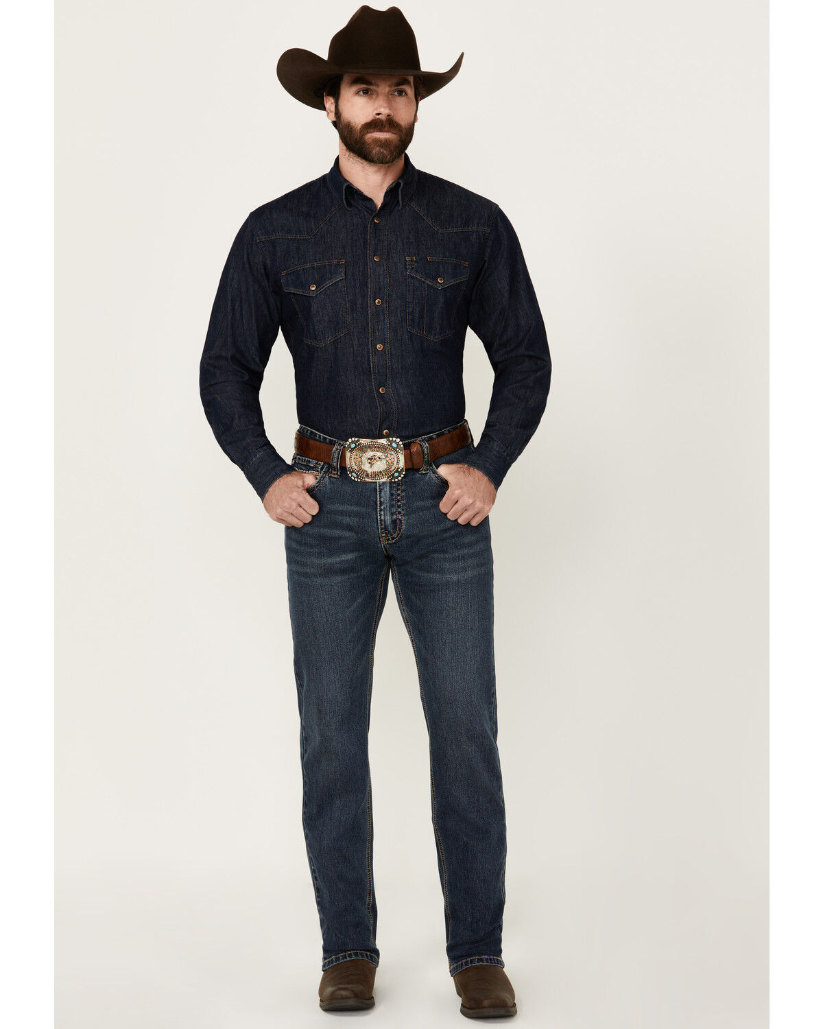 Image #1 - Rock & Roll Denim Men's Revolver Medium Wash Slim Straight Stretch Denim Jeans, Medium Wash, hi-res