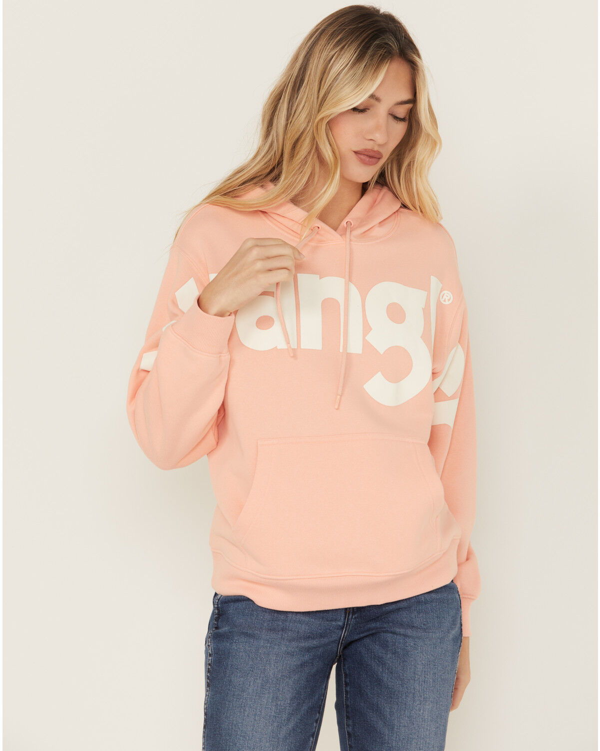 Image #1 - Wrangler Retro Women's Classic Logo Hoodie, Pink, hi-res