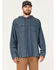 Image #1 - Brothers and Sons Men's Striped Pullover Hooded Long Sleeve Western Flannel Shirt , Blue, hi-res