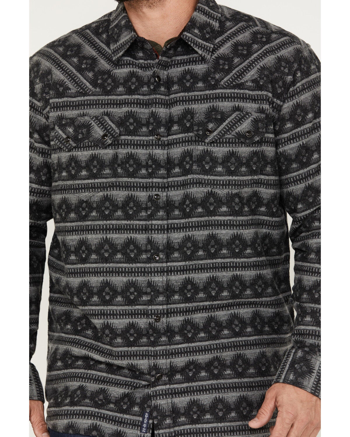 Image #3 - Moonshine Spirit&reg; Men's Southwestern Long Sleeve Flannel Western Shirt, Grey, hi-res