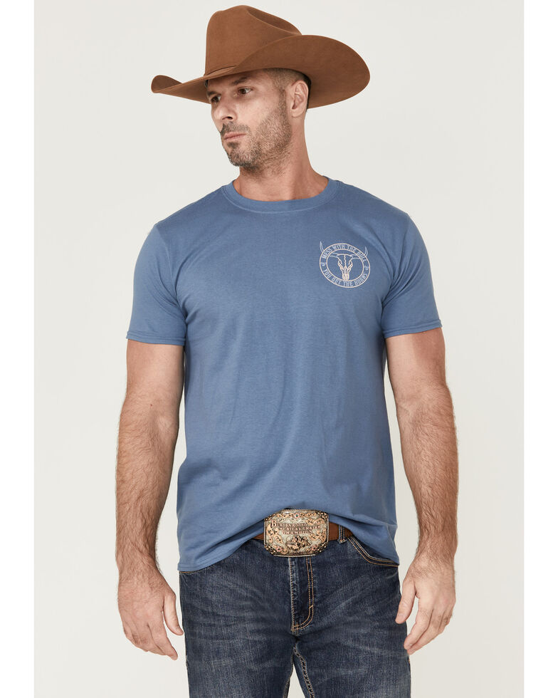 Cowboy Hardware Men's Mess With The Bull Graphic Short Sleeve T-Shirt , Blue, hi-res