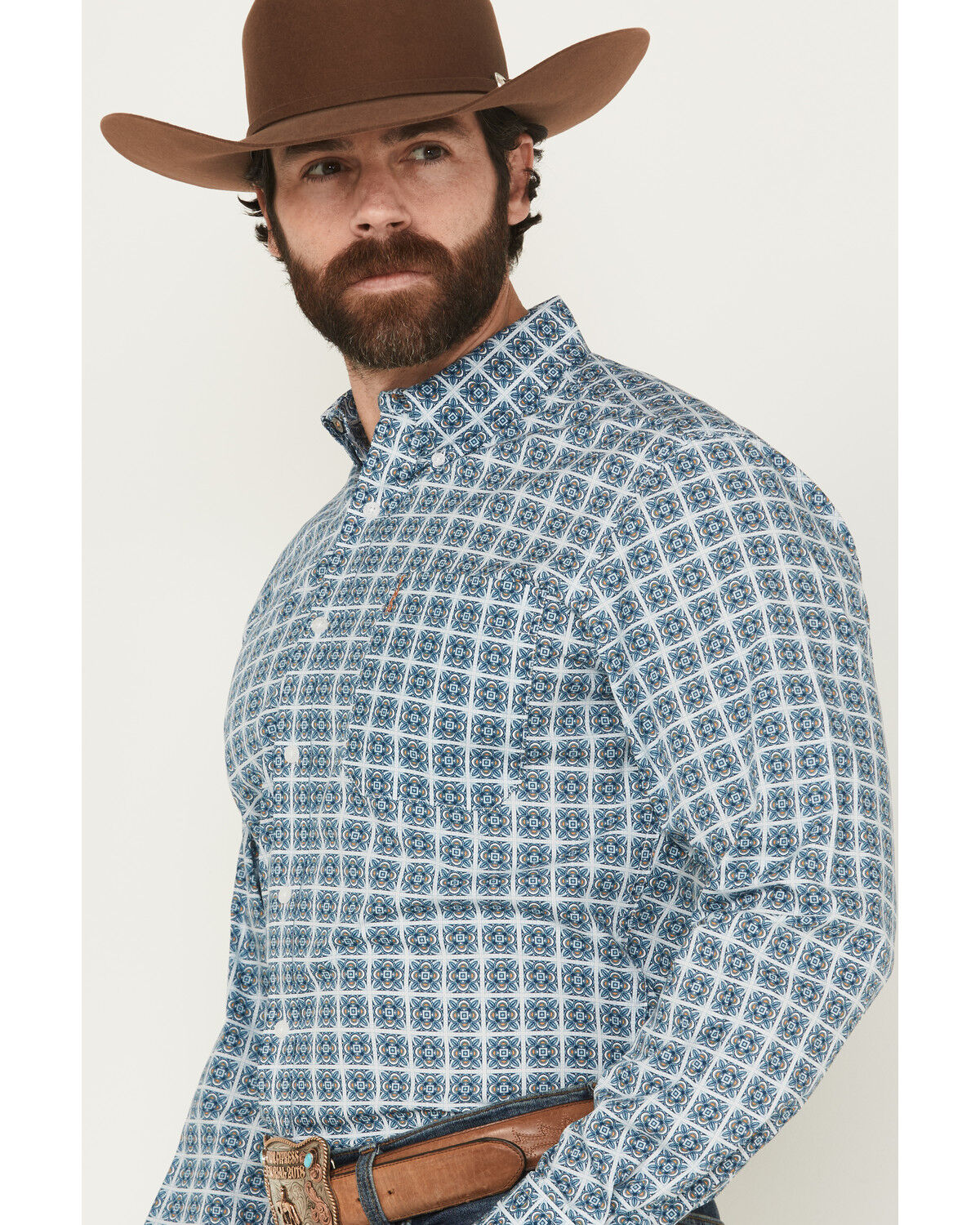 Image #2 - Cinch Men's Floral Geo Print Long Sleeve Button-Down Western Shirt, Multi, hi-res