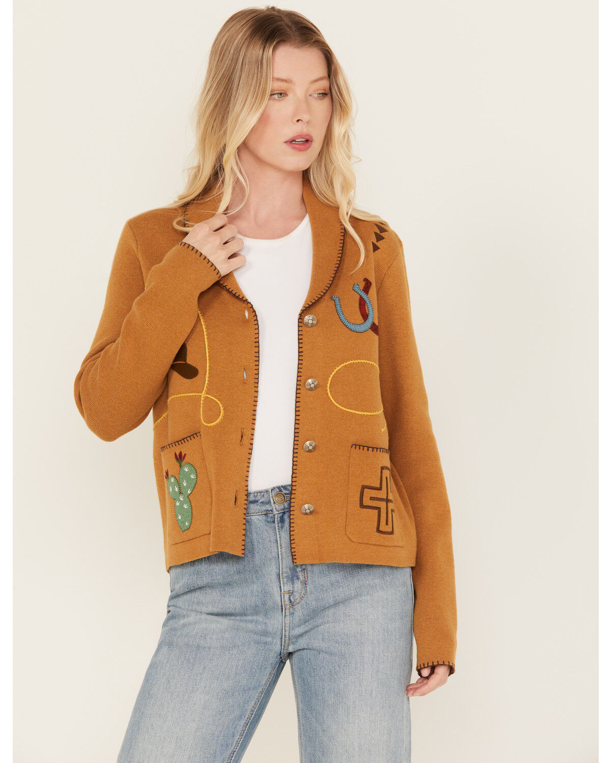 Image #1 - Pendleton Women's Western Souvenir Cardigan, Camel, hi-res