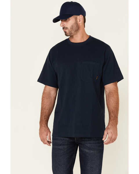 Hawx Men's Solid Navy Forge Short Sleeve Work Pocket T-Shirt - Big, Navy, hi-res