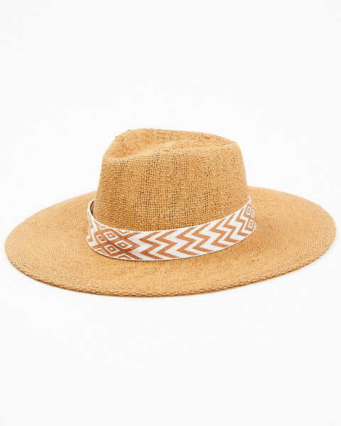 Nikki Beach Women's Chelsea Australian Straw Western Fashion Hat, Brown, hi-res