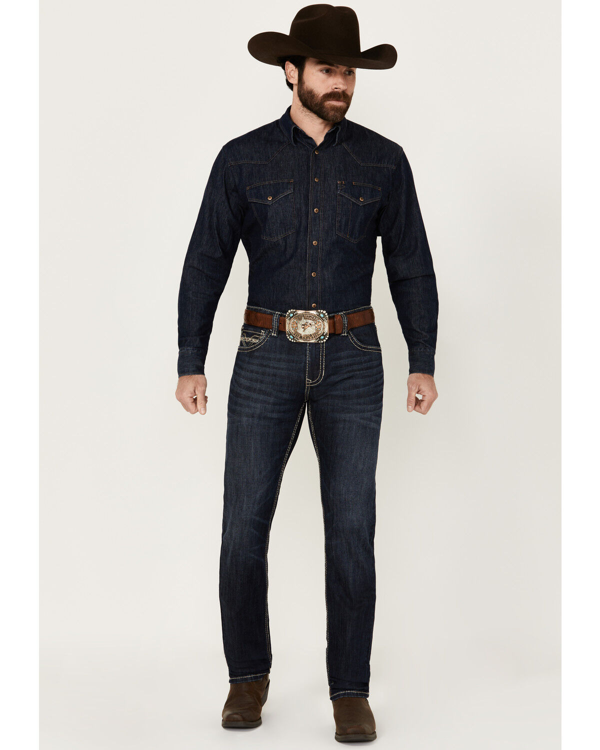 Image #1 - Rock & Roll Denim Men's Rifle Dark Wash Skinny Stretch Denim Jeans, Dark Wash, hi-res