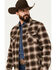 Image #2 - Rock & Roll Denim Men's Plaid Print Snap Shacket, Dark Brown, hi-res