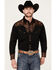 Image #1 - Scully Men's Embroidered Gunfighter Long Sleeve Snap Western Shirt , Black, hi-res