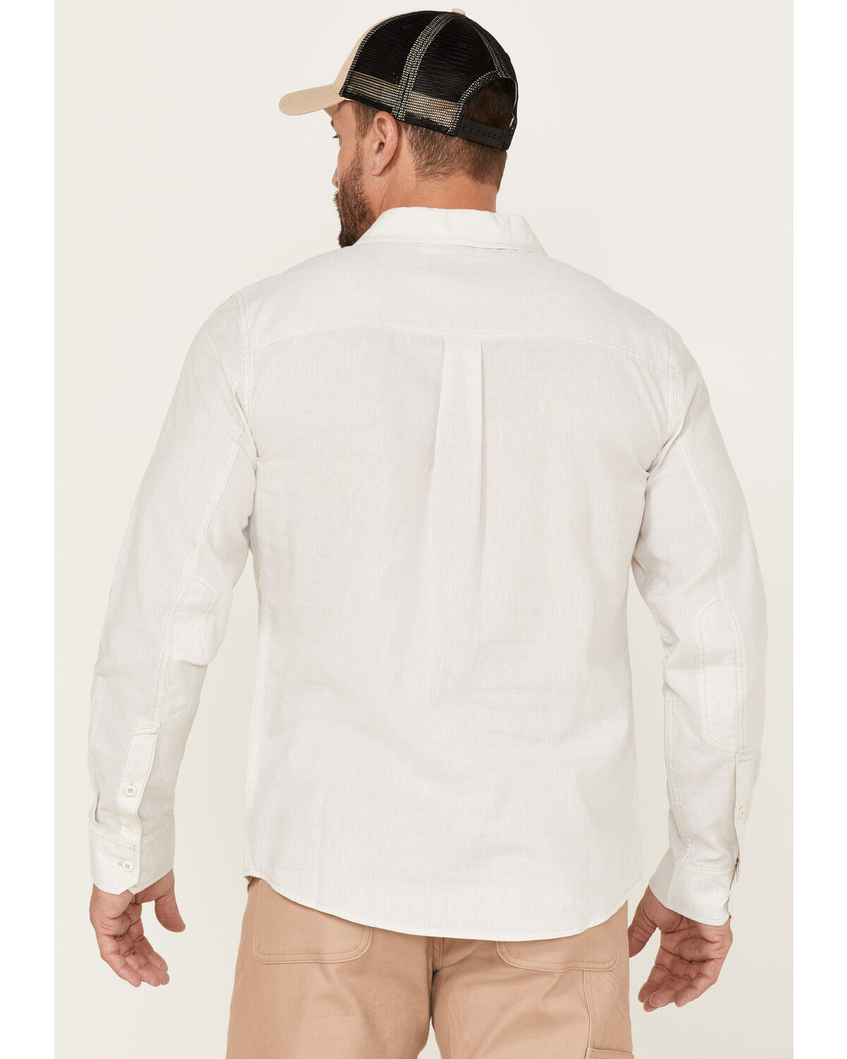 Image #4 - Brothers and Sons Men's Performance Solid Long Sleeve Button Down Western Shirt, Sand, hi-res