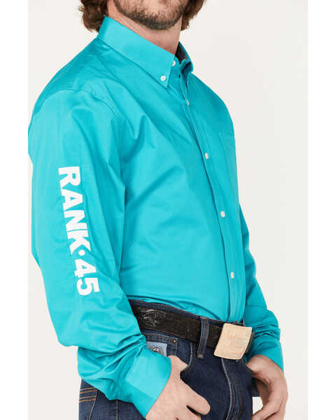 Image #3 - RANK 45® Men's Solid Long Sleeve Button-Down Snap Shirt, Teal, hi-res
