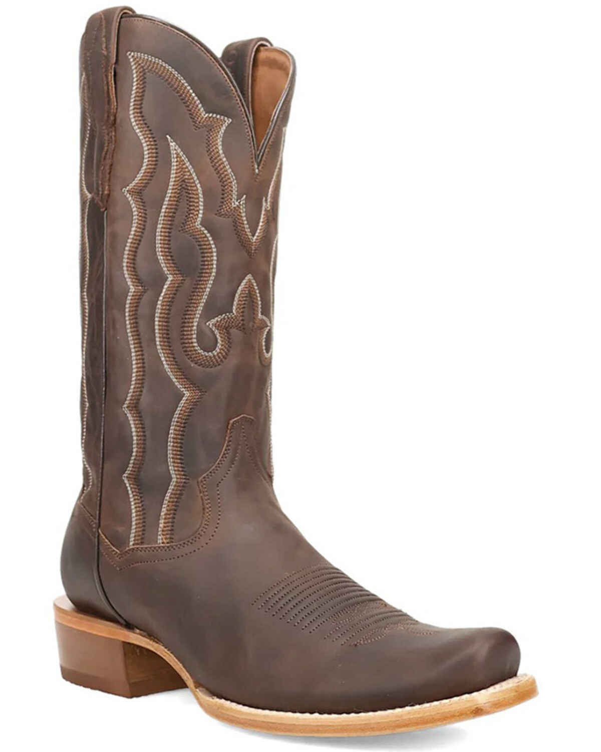Image #1 - Dan Post Men's Oakwood Distressed Western Boots - Square Toe, Brown, hi-res