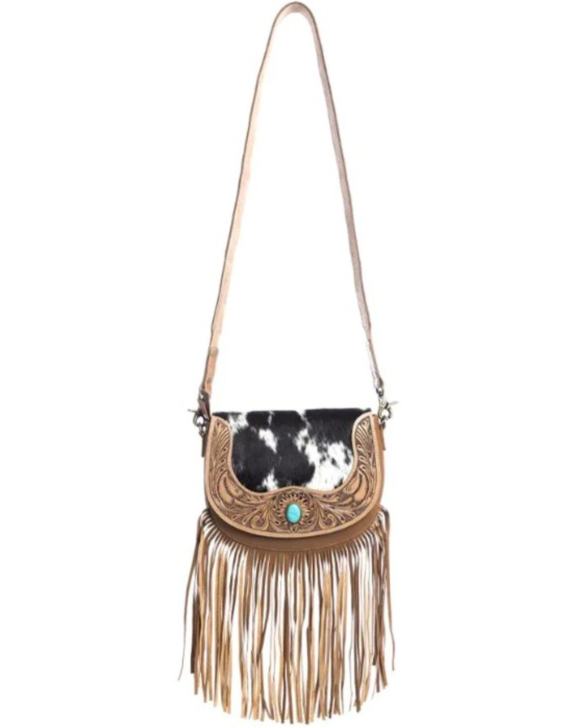 Image #4 - Myra Bag Women's Tamaya Trail Hand Tooled Crossbody Bag, Brown, hi-res