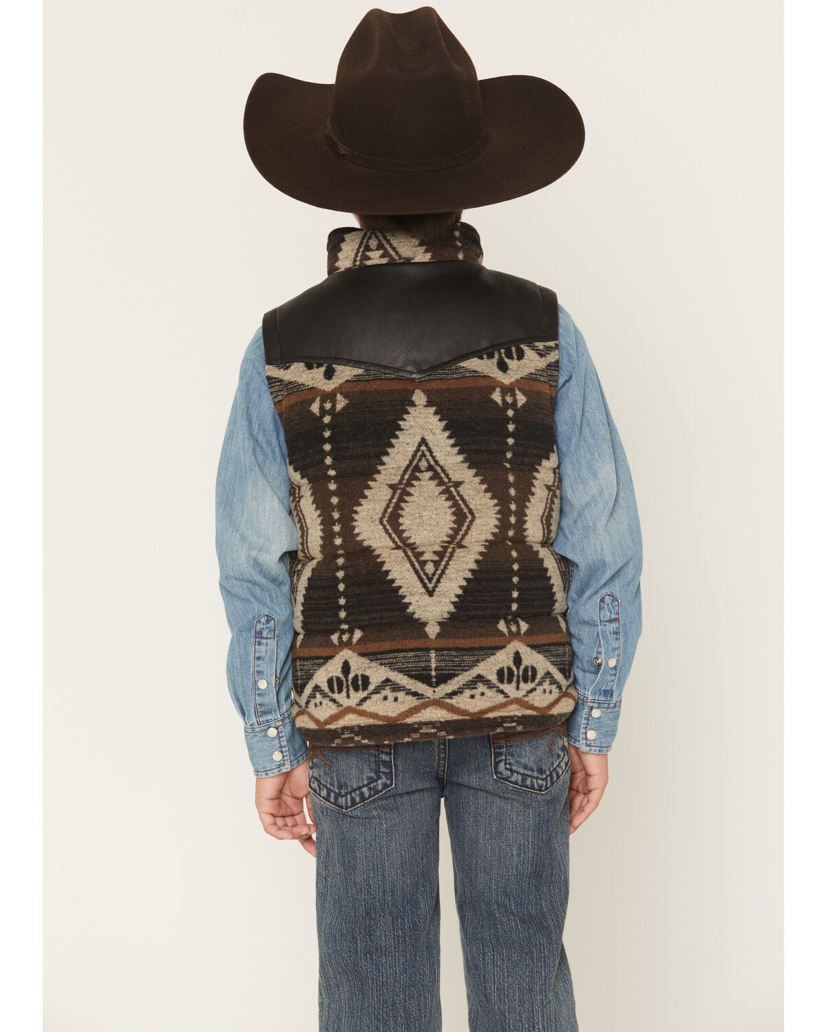 Image #4 -  Cody James Boys' Oil Slick Southwestern Print Vest, Dark Brown, hi-res