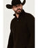 Image #2 - Brothers and Sons Men's Merino Donegal Button Down Mock Neck Sweater, Dark Brown, hi-res
