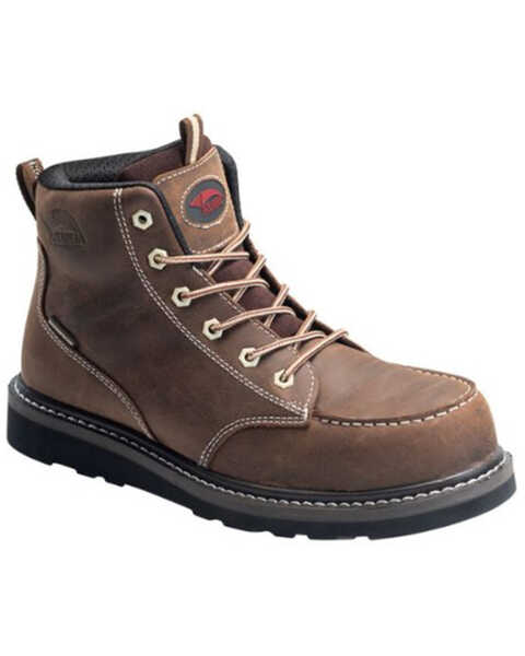 Image #1 - Avenger Men's 7607 Wedge Mid 6" Waterproof Lace-Up Work Boot - Soft Toe, Brown, hi-res
