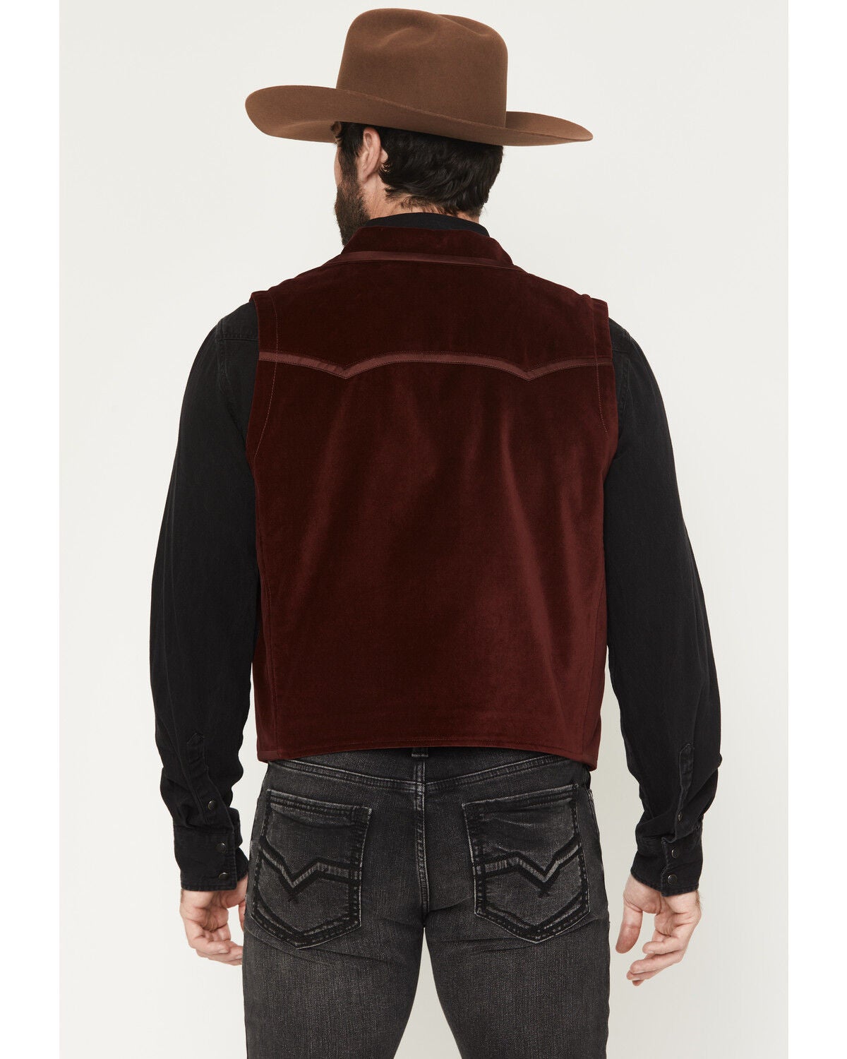 Image #4 - Moonshine Spirit&reg; Men's Single Breasted Velvet Vest, Burgundy, hi-res