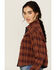 Image #2 - Cleo + Wolf Women's Chelsea Plaid Print Long Sleeve Button-Down Cropped Shirt, Brandy Brown, hi-res
