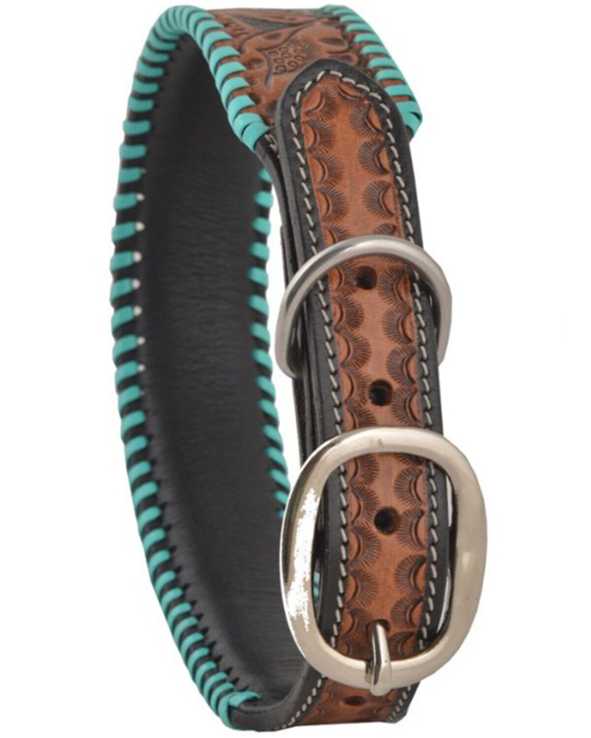 Image #3 - Myra Full Bloom Tooled Leather Dog Collar, , hi-res