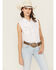Image #1 - Cowgirl Hardware Women's Solid Sleeveless Snap Stretch Western Shirt, White, hi-res