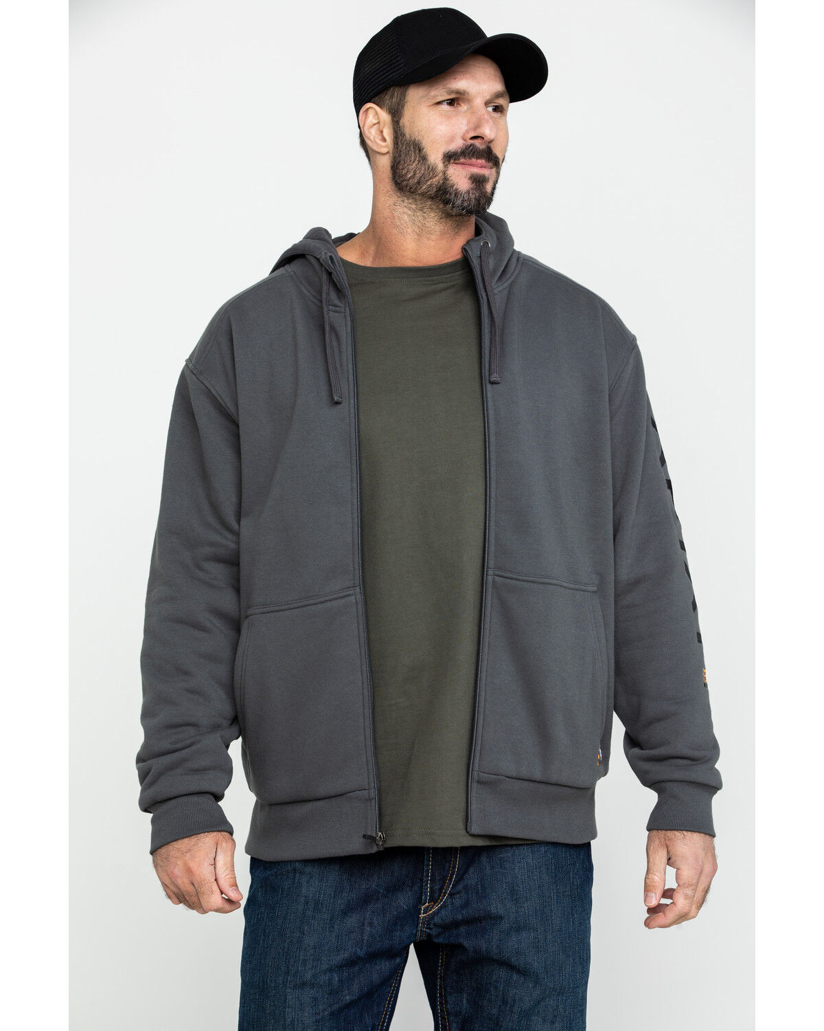 Image #3 - Ariat Men's Rebar All-Weather Full Zip Work Hooded Sweatshirt, Grey, hi-res