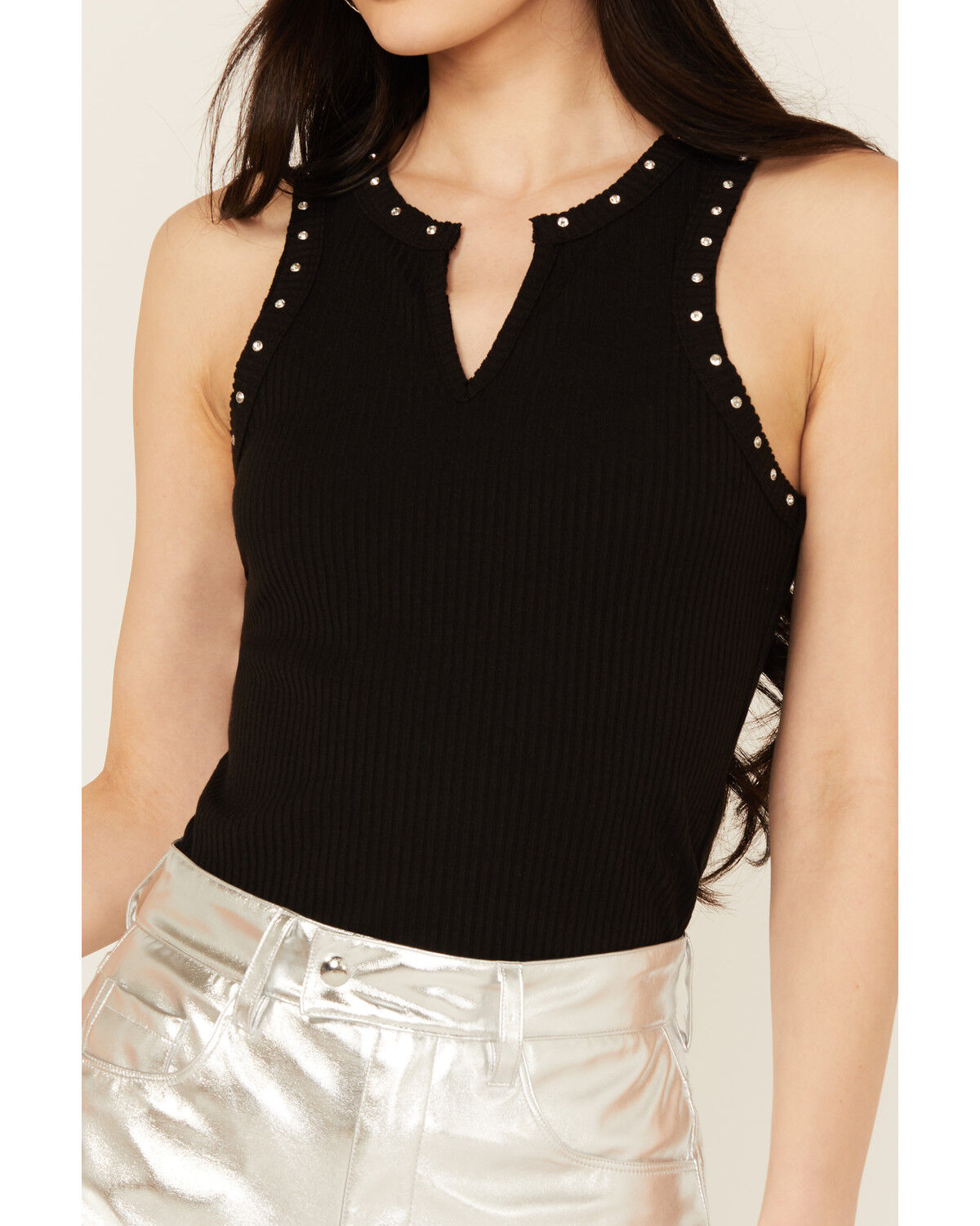 Image #3 - Miss Me Women's Rhinestone Tank Top, Black, hi-res
