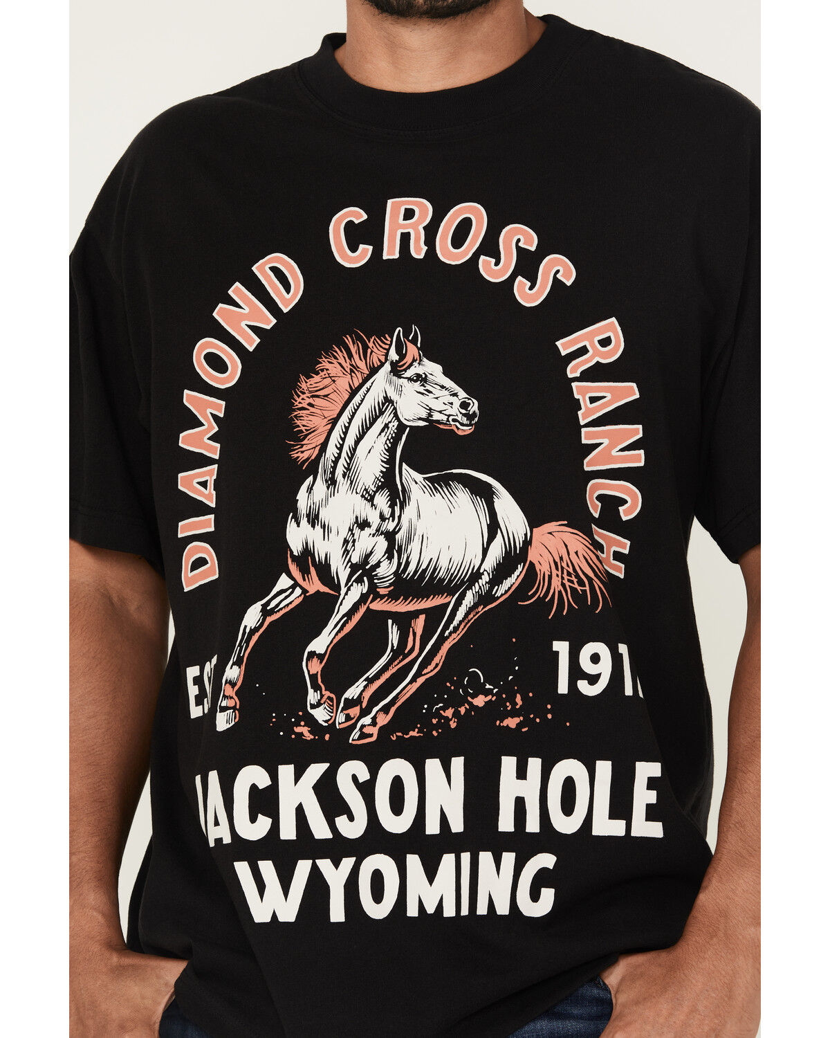 Image #3 - Diamond Cross Ranch Men's Bronco Heritage Short Sleeve Graphic T-Shirt, Charcoal, hi-res