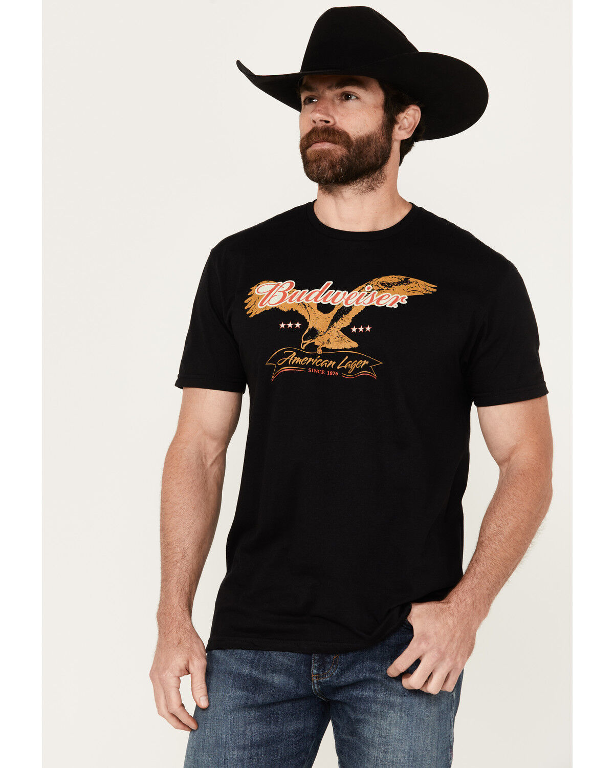 Image #1 - Brew City Beer Gear Men's Budweiser Logo Short Sleeve Graphic T-Shirt, Black, hi-res