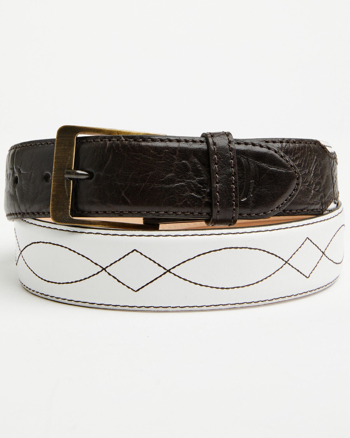 Image #1 - Hondo Boots Men's Boot Barn Exclusive Spanish Shoulder Leather Belt, Chocolate, hi-res