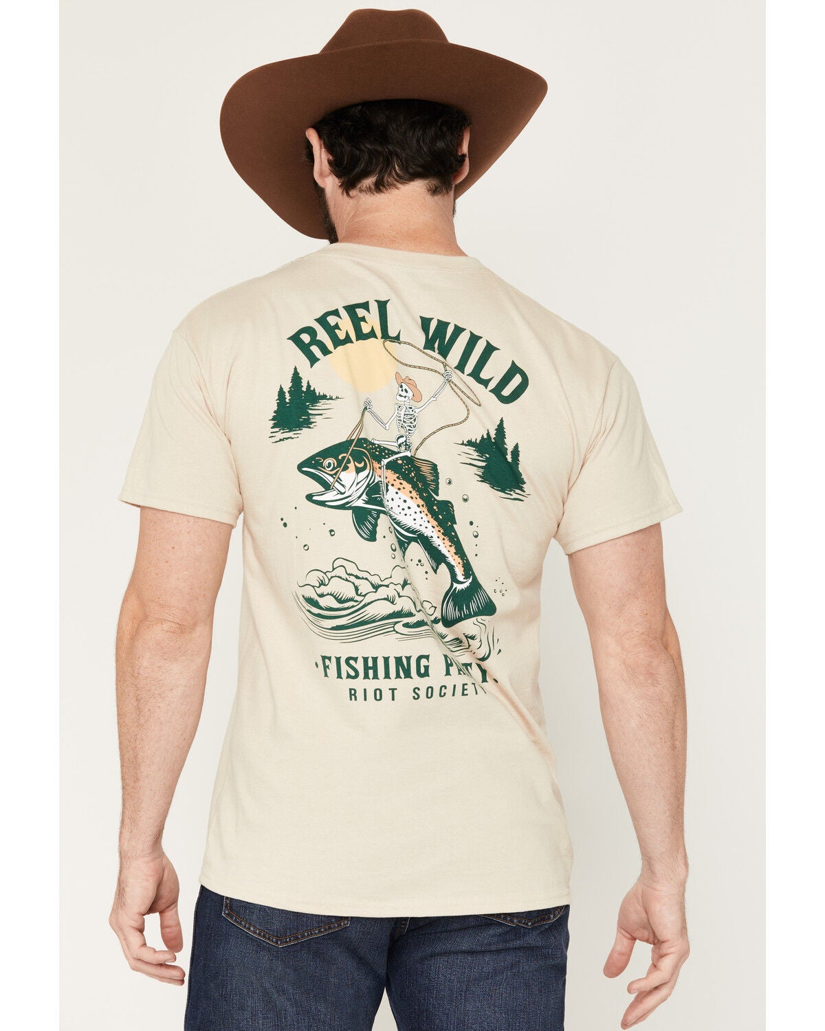 Image #1 - Riot Society Men's Reel Wild Short Sleeve Graphic T-Shirt, Natural, hi-res
