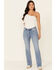 Image #1 - Rock & Roll Denim Women's Medium Wash Embroidered Mid Rise Bootcut Jean, Blue, hi-res