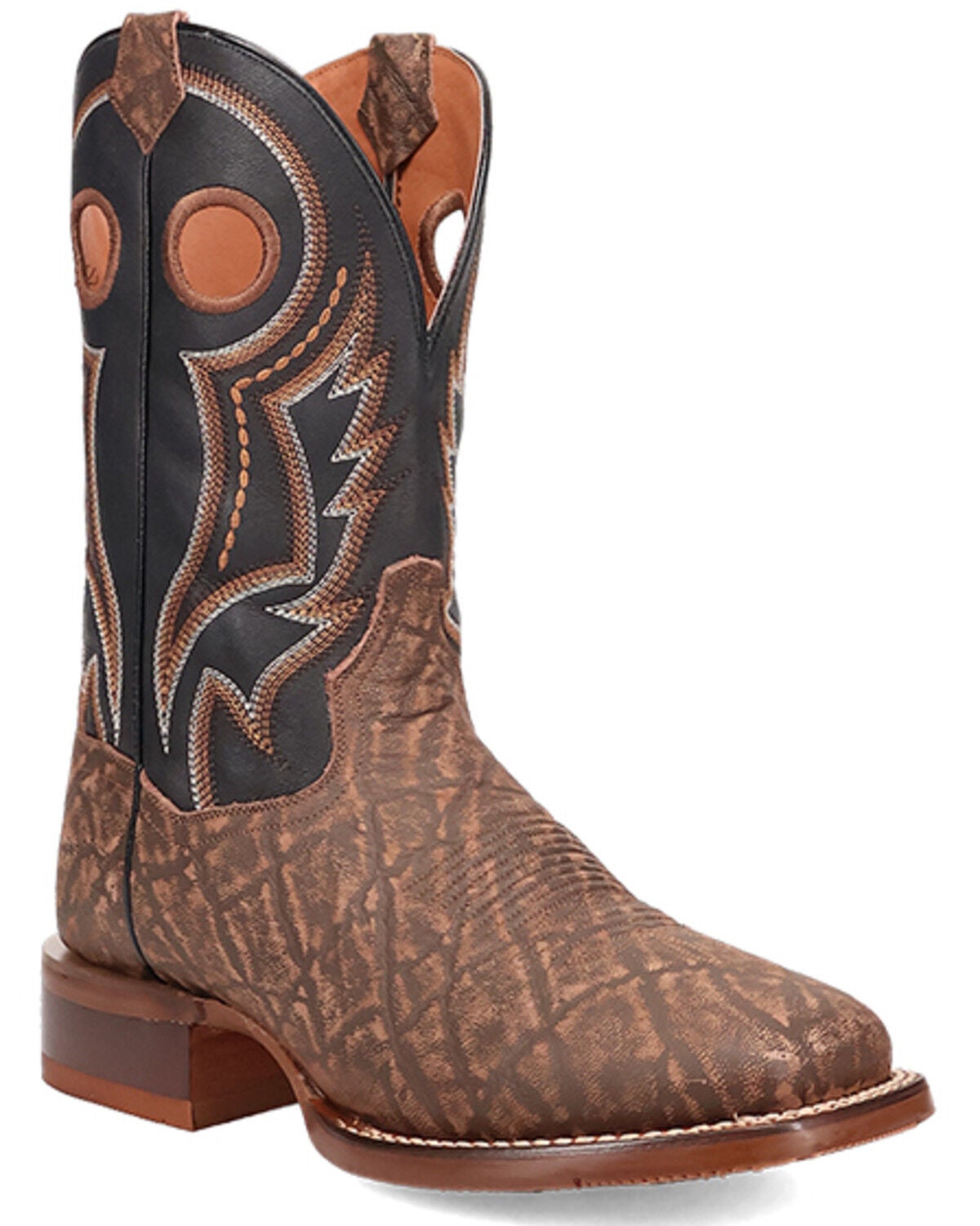 Dan Post Men's Elephant Print Performance Western Boots - Broad Square Toe, Brown, hi-res