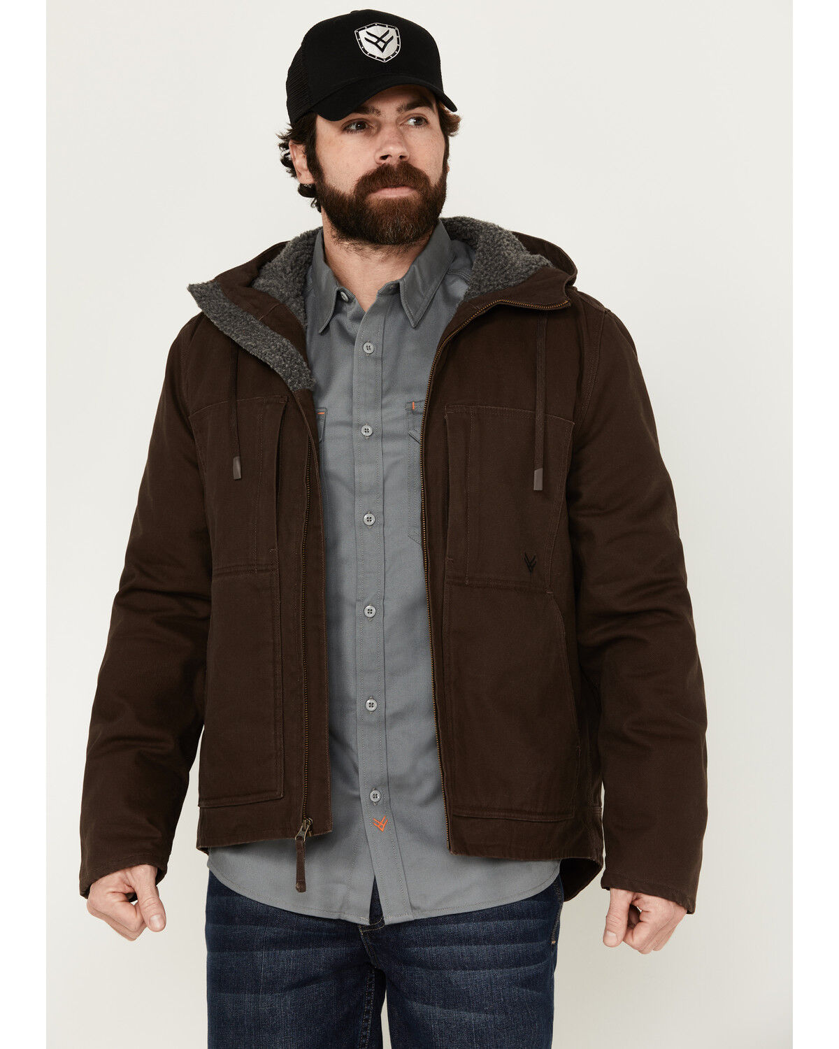 Image #1 - Hawx Men's Castile Weather Duck Hooded Work Jacket, Brown, hi-res