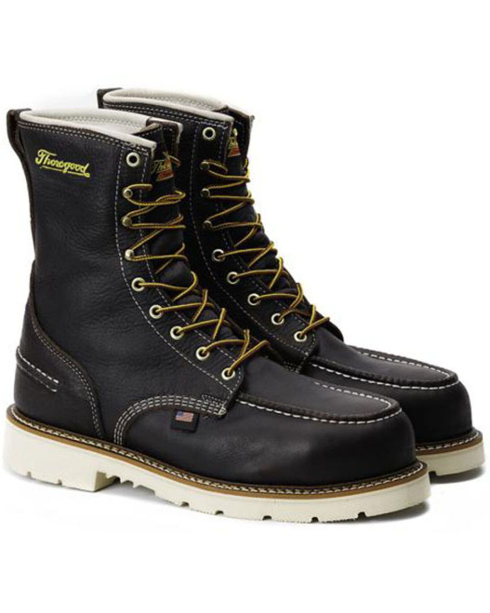 Image #1 - Thorogood Men's Boot Barn Exclusive Waterproof 8" Made In The USA Moc Work Boots - Steel Toe, Brown, hi-res
