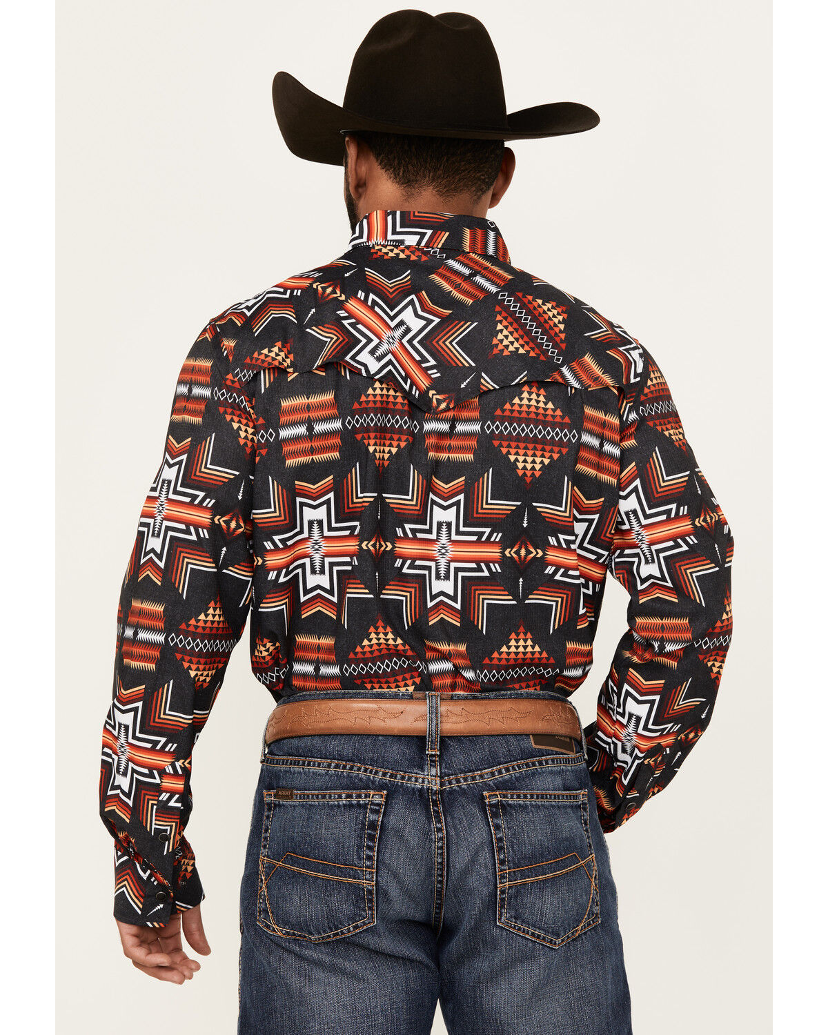 Image #4 - Rock & Roll Denim Men's Tek Southwestern Print Short Sleeve Snap Western Shirt, Black, hi-res