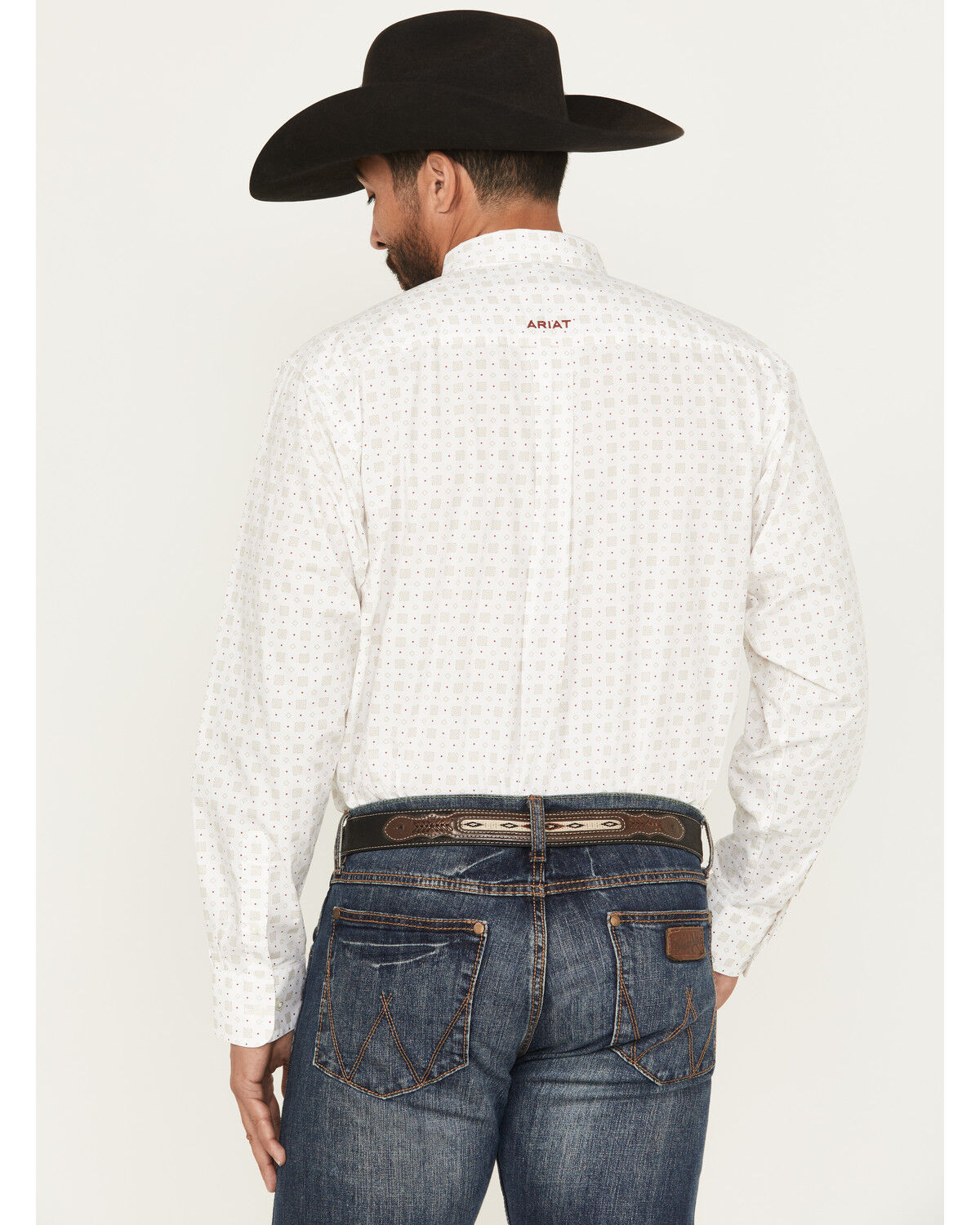 Image #4 - Ariat Men's Team King Geo Print Long Sleeve Button-Down Western Shirt, White, hi-res