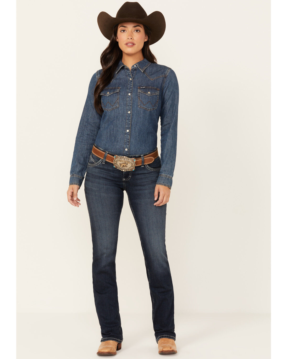 Image #3 - Wrangler Women's Shiloh Dark Wash Low Rise Bootcut Ultimate Riding Jeans, Dark Wash, hi-res