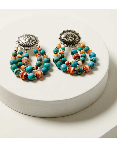 Image #2 - Paige Wallace Women's Beaded & Concho Earrings, Turquoise, hi-res