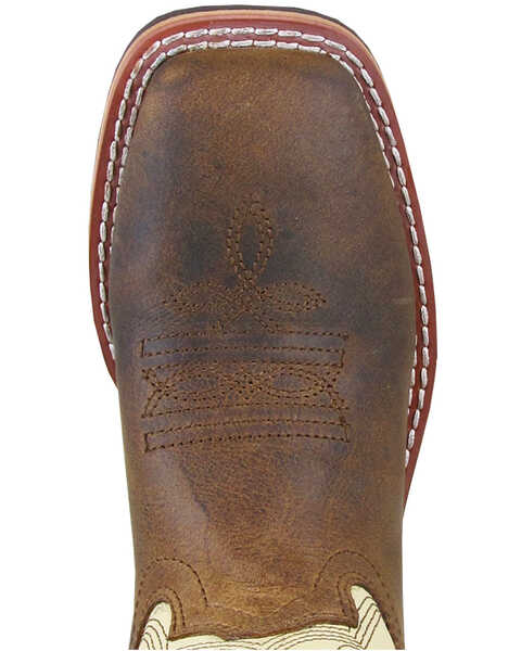 Image #2 - Smoky Mountain Boys' Scout Western Boots - Broad Square Toe, Cream/brown, hi-res