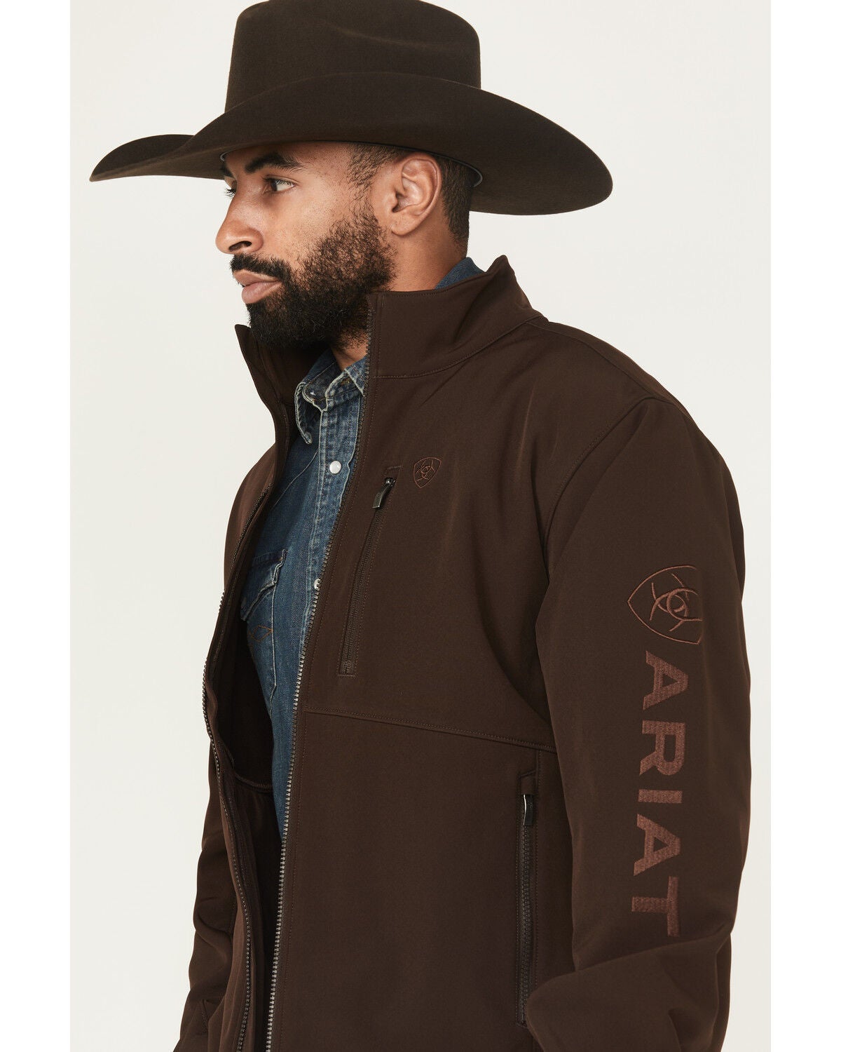 Image #2 - Ariat Men's Solid Concealed Carry Softshell Jacket - Big, Chocolate, hi-res