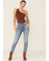 Image #1 - 7 For All Mankind Light Wash Mid Rise Crop Skinny Denim Jeans, Blue, hi-res