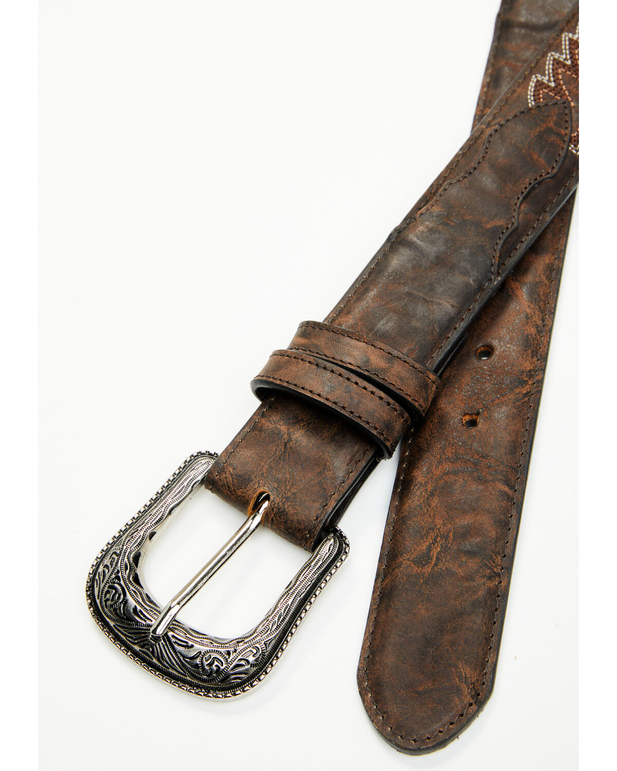 Image #2 - Cody James Men's Brooks Stitched Leather Belt, Dark Brown, hi-res
