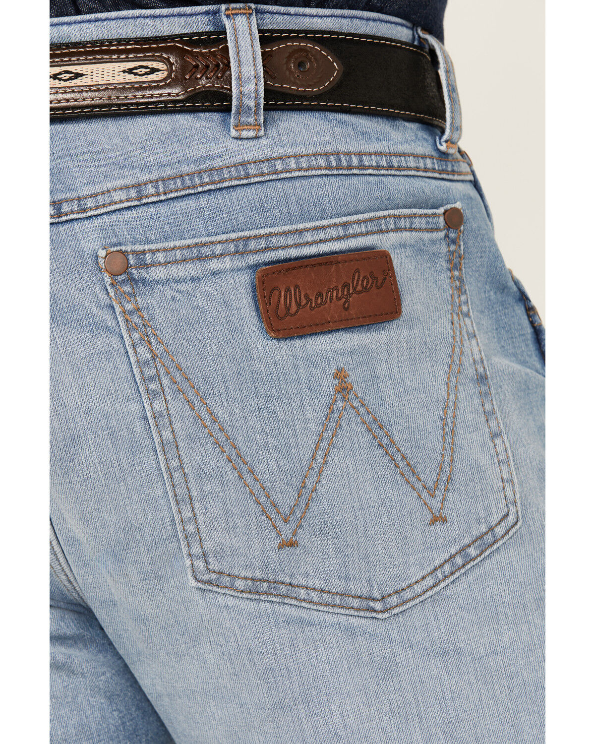 Image #4 - Wrangler Retro Men's Woodmere Light Wash Slim Bootcut Stretch Denim Jeans, Light Wash, hi-res