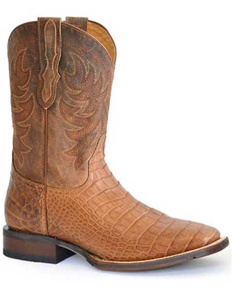 Stetson Men's Aces Exotic Alligator Western Boots - Broad Square Toe, Brown, hi-res