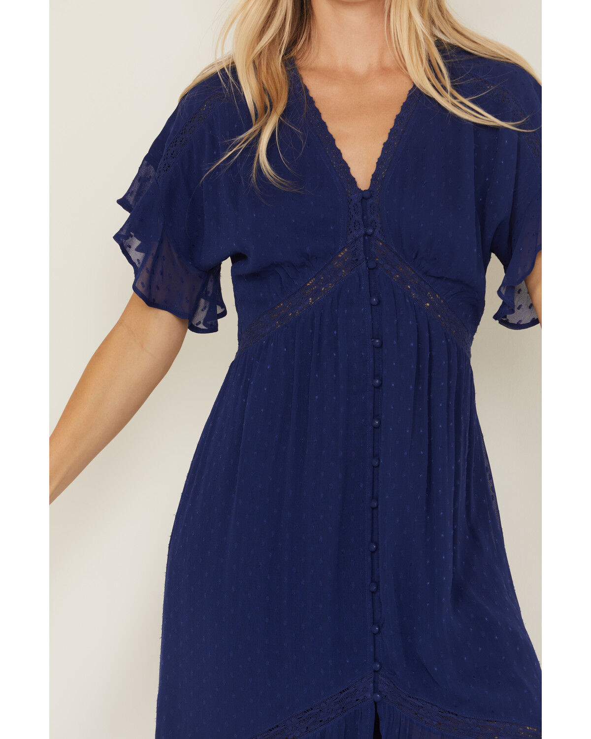 Image #3 - Shyanne Women's Lace Inset High-Low Maxi Dress, Blue, hi-res