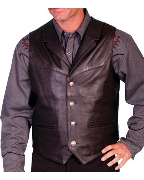 Image #1 - Scully Men's Lambskin Lapel Vest - Big, Black, hi-res