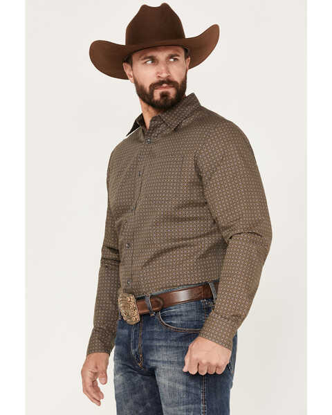 Image #2 - Gibson Men's Casino Geo Print Button-Down Western Shirt , Grey, hi-res