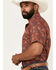 Image #2 - Rock & Roll Denim Men's Paisley Print Short Sleeve Snap Stretch Western Shirt, Dark Orange, hi-res